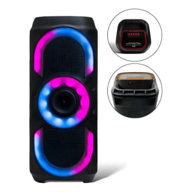 Caixa De Som Bluetooth Potente 50w Rgb Tws Usb Fm Portátil Preto 127/220v